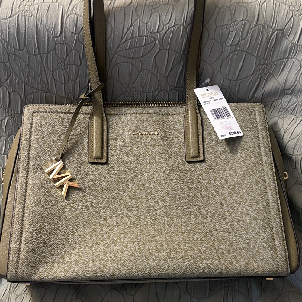 Michael Kors Khaki and Olive Satchel